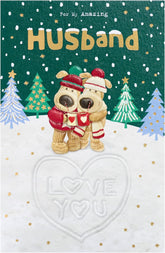 Boofle Christmas Card for Husband – Snowy Cuddle Bliss Cute Festive Design